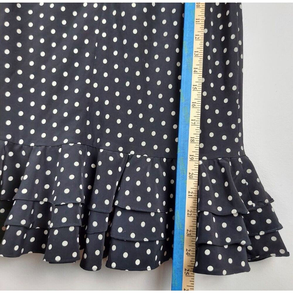 Evan Picón Women's Size 4 Ruffle Knee Length Pencil Skirt Black White Polka Dots - Picture 8 of 10